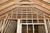 Looking into the master bath and bedroom with cathedral ceiling